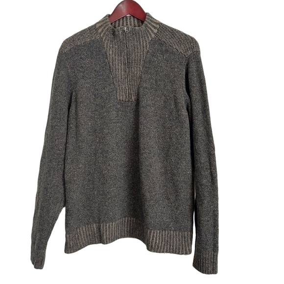 Pronto Uomo Blue Gray 100% Wool 1/4 Zip Men's Pullover Long Sleeve Sweater Sz XL - Picture 1 of 9